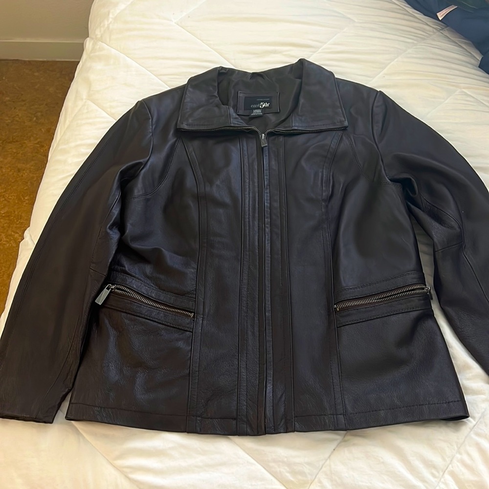 Genuine Leather dark brown jacket. East 5th brand